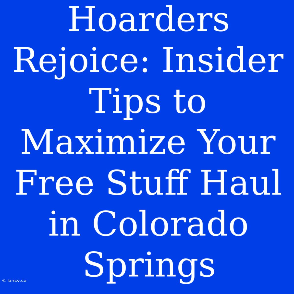 Hoarders Rejoice: Insider Tips To Maximize Your Free Stuff Haul In Colorado Springs