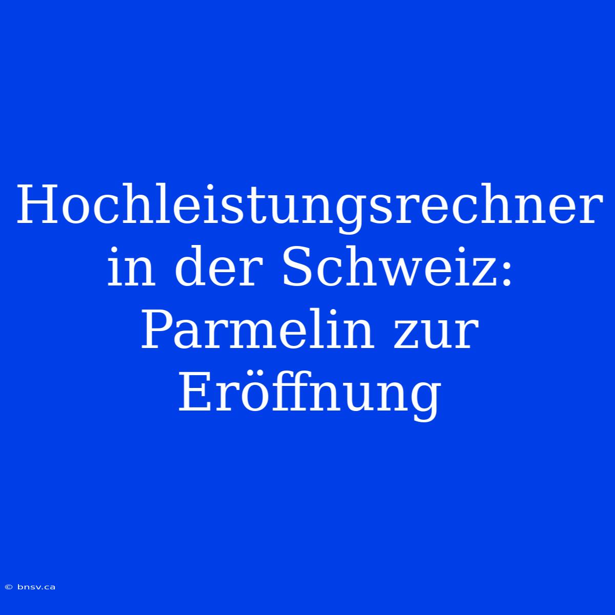 Hochleistungsrechner In Der Schweiz: Parmelin Zur Eröffnung