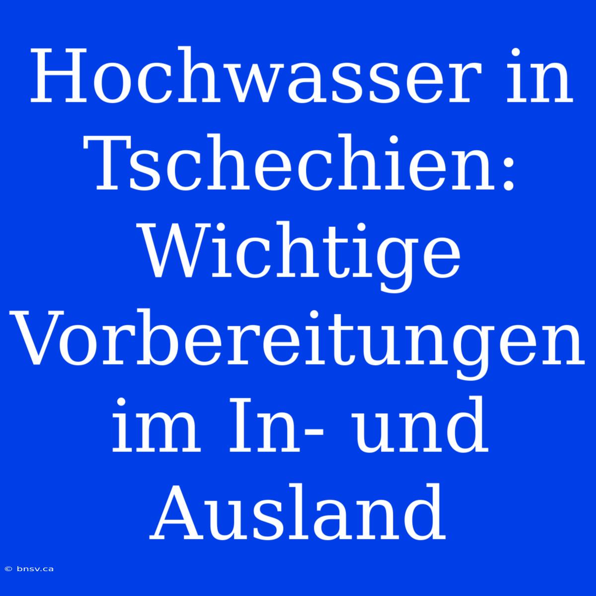 Hochwasser In Tschechien: Wichtige Vorbereitungen Im In- Und Ausland