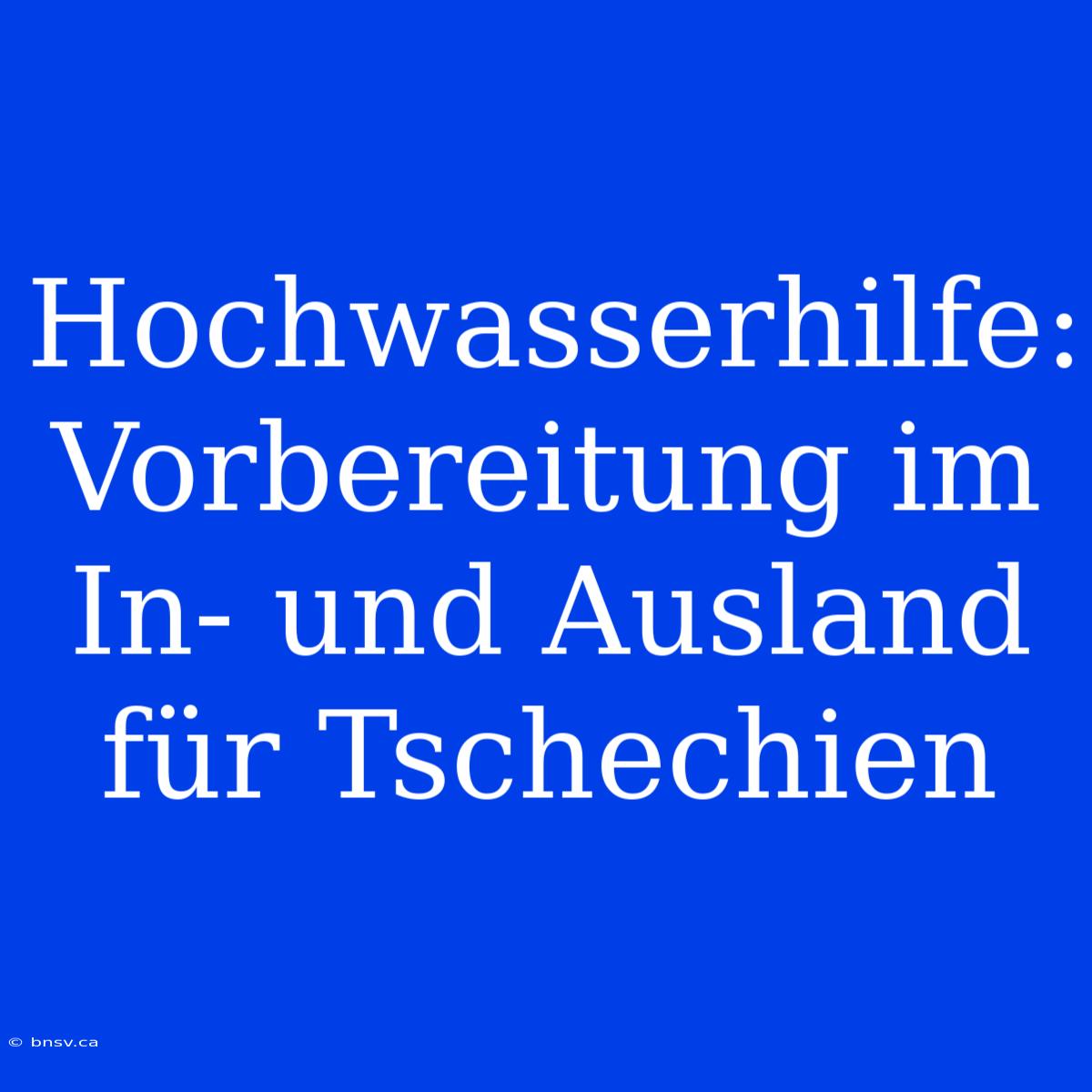 Hochwasserhilfe: Vorbereitung Im In- Und Ausland Für Tschechien