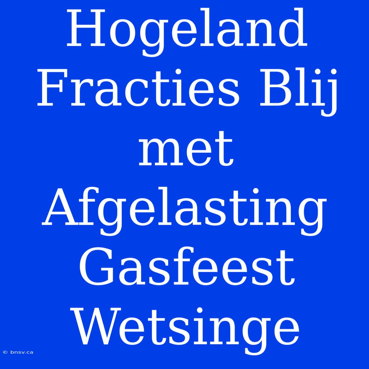 Hogeland Fracties Blij Met Afgelasting Gasfeest Wetsinge