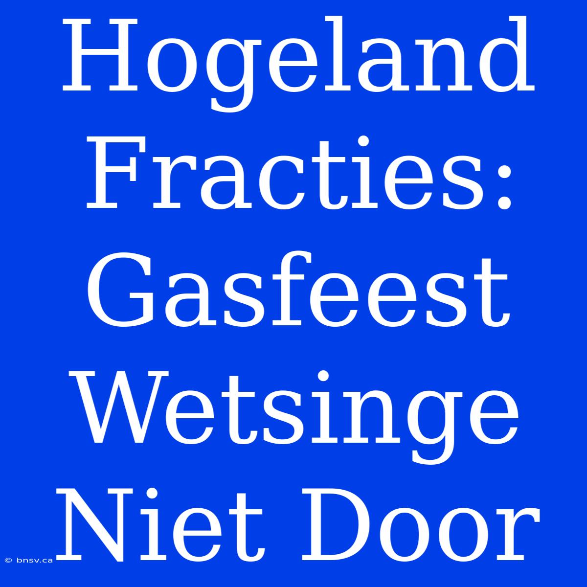 Hogeland Fracties: Gasfeest Wetsinge Niet Door