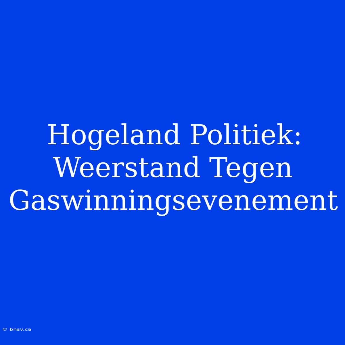 Hogeland Politiek: Weerstand Tegen Gaswinningsevenement