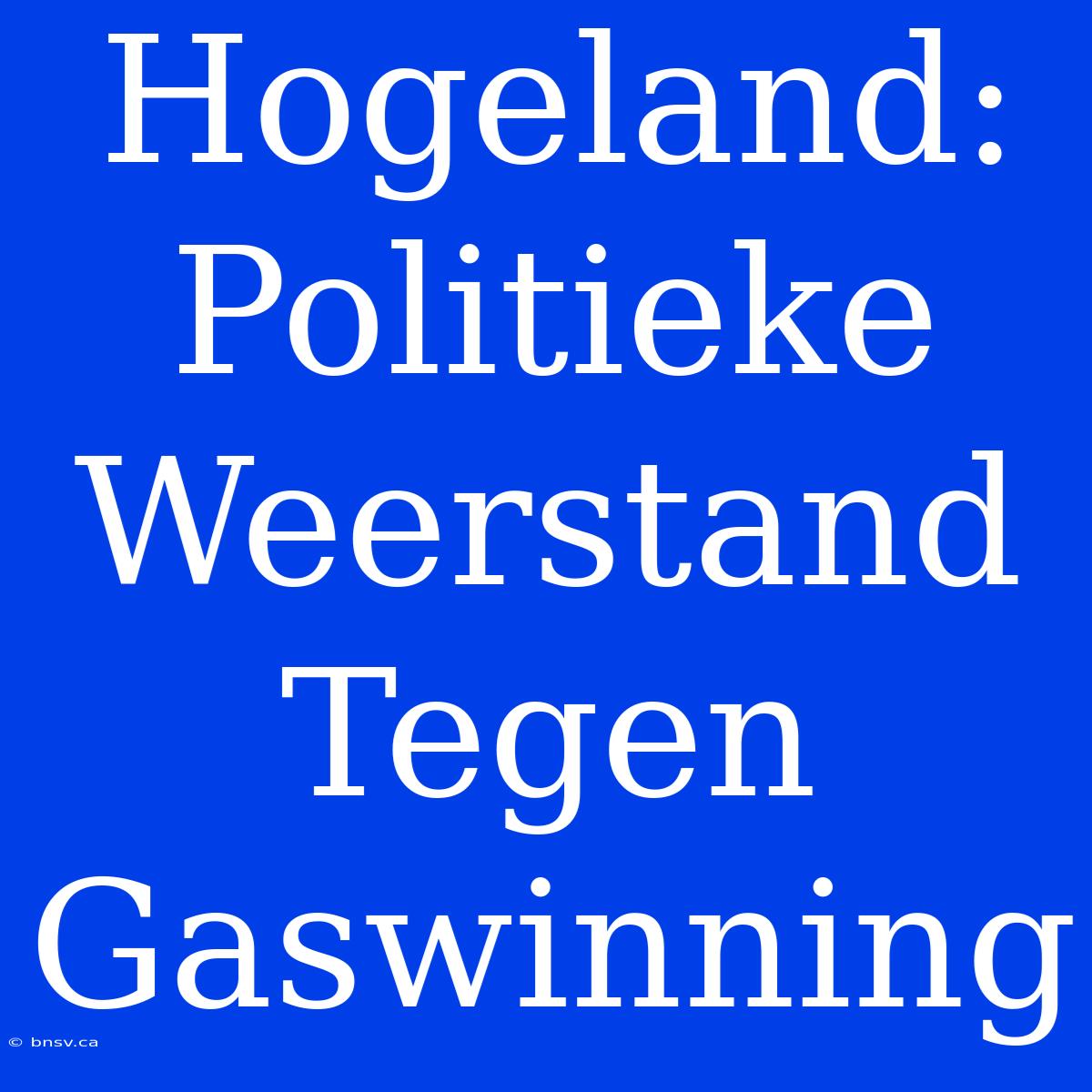 Hogeland: Politieke Weerstand Tegen Gaswinning