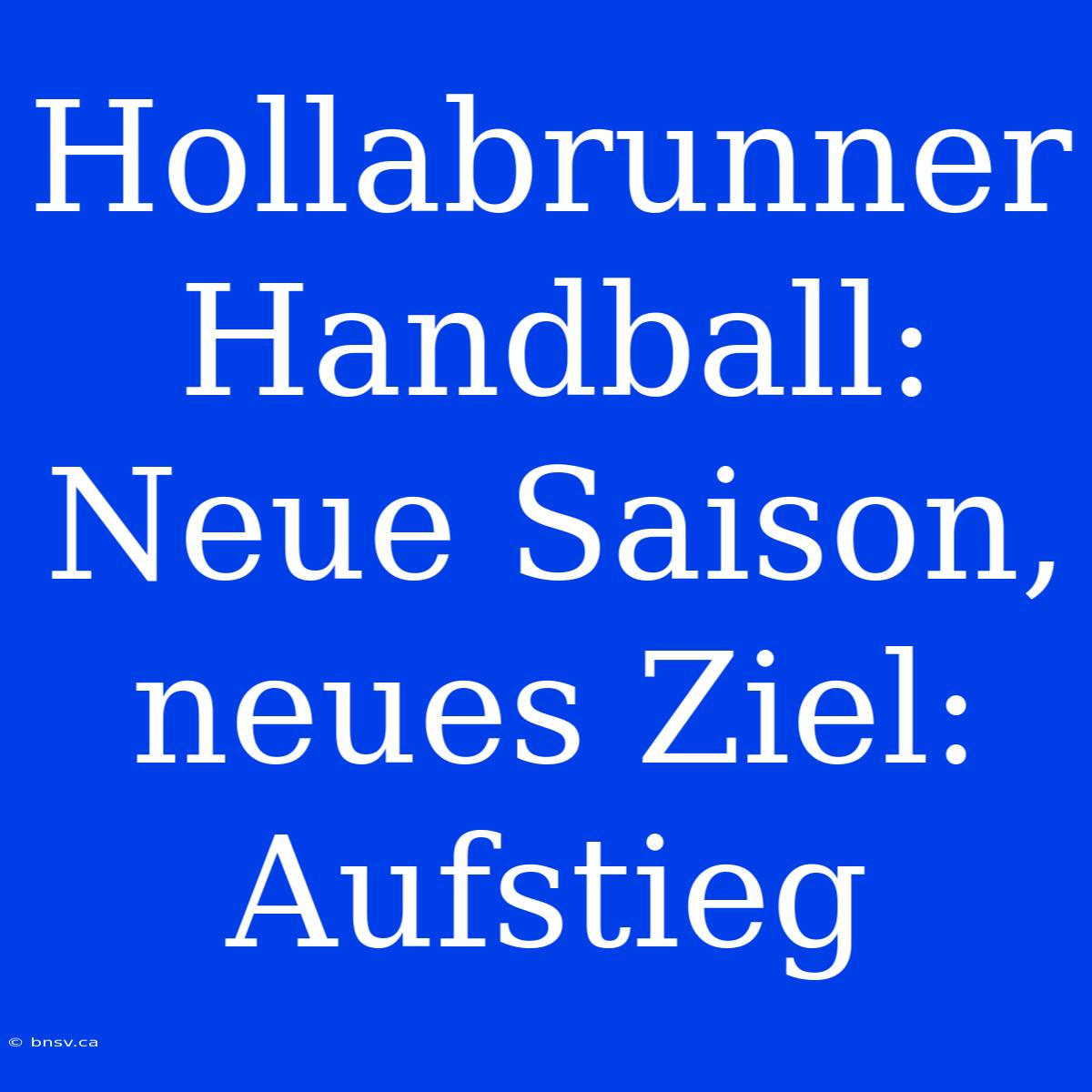 Hollabrunner Handball: Neue Saison, Neues Ziel: Aufstieg