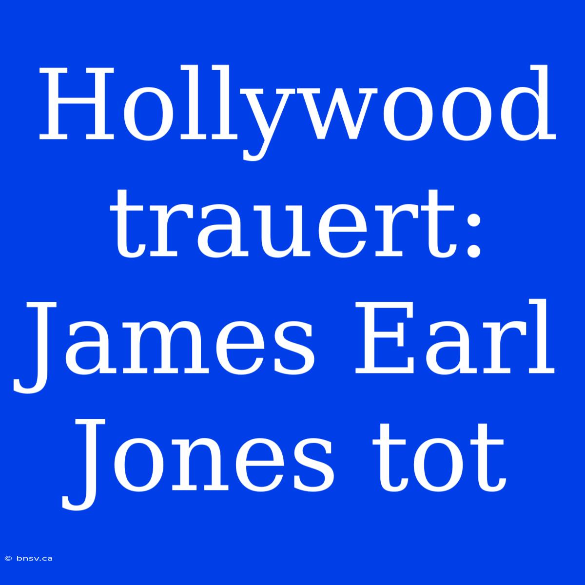 Hollywood Trauert: James Earl Jones Tot