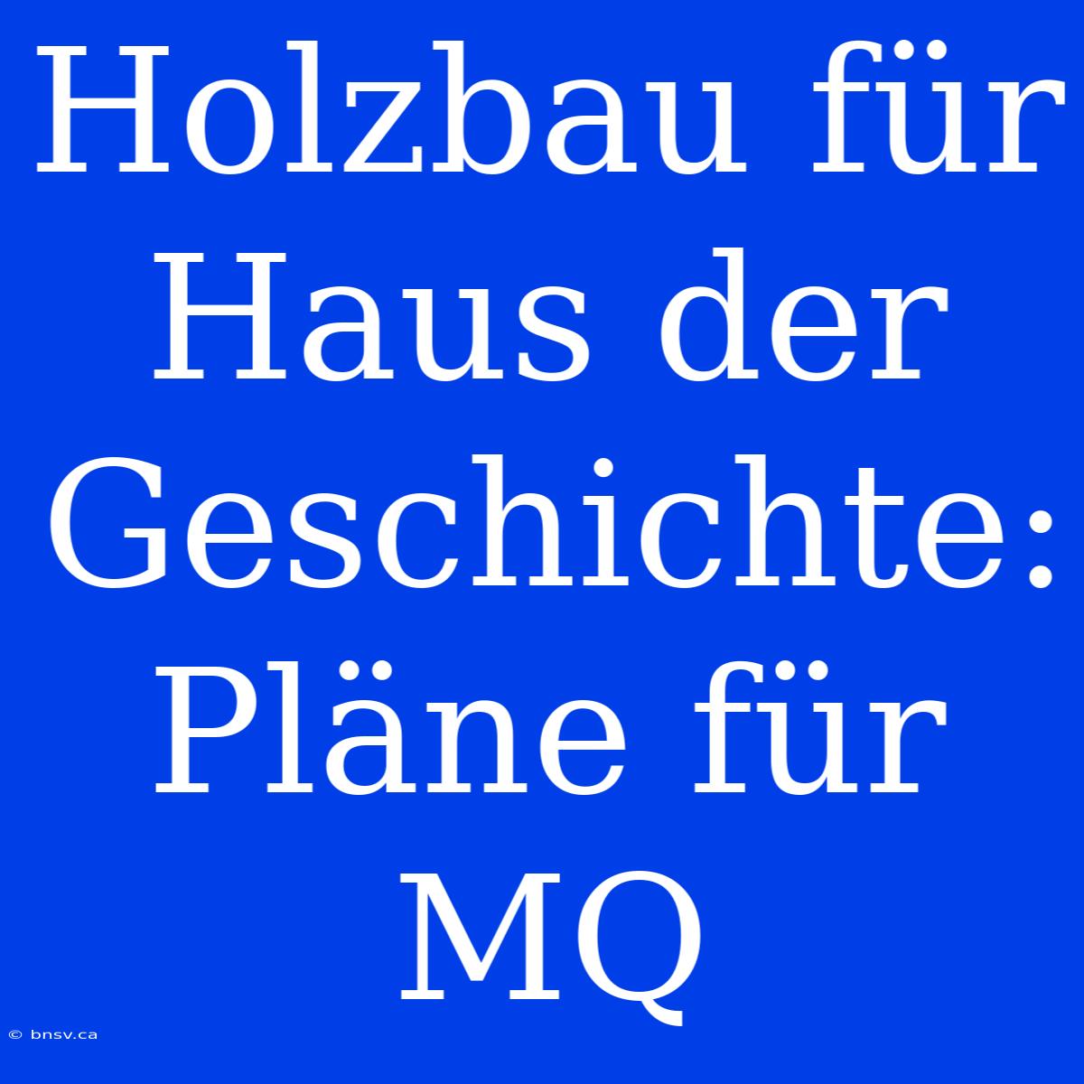 Holzbau Für Haus Der Geschichte: Pläne Für MQ