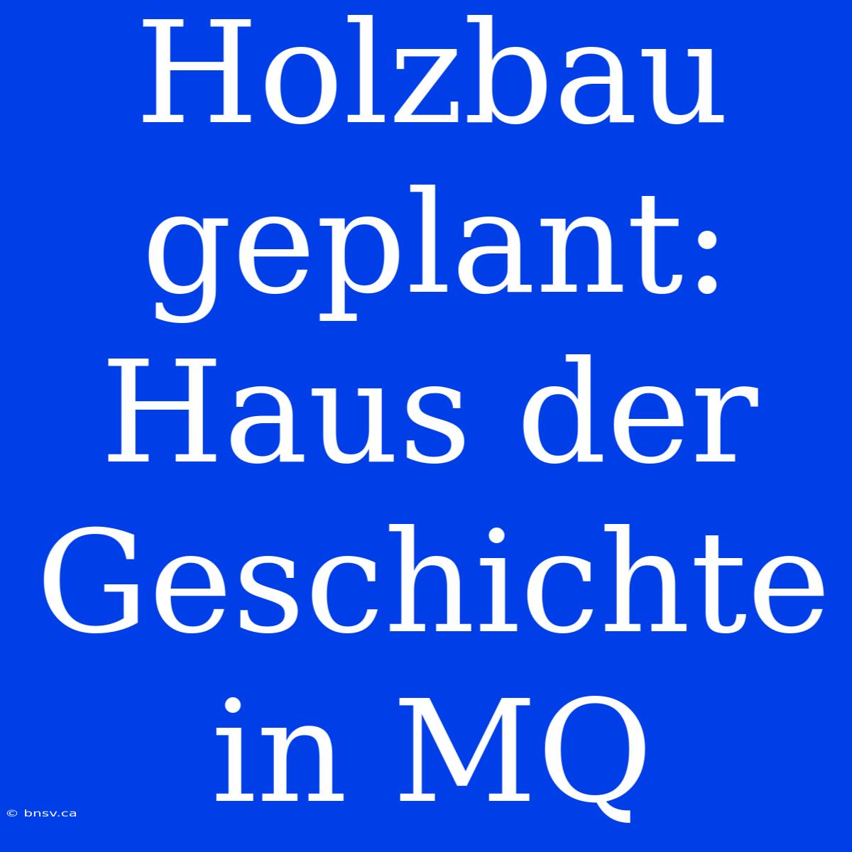 Holzbau Geplant: Haus Der Geschichte In MQ