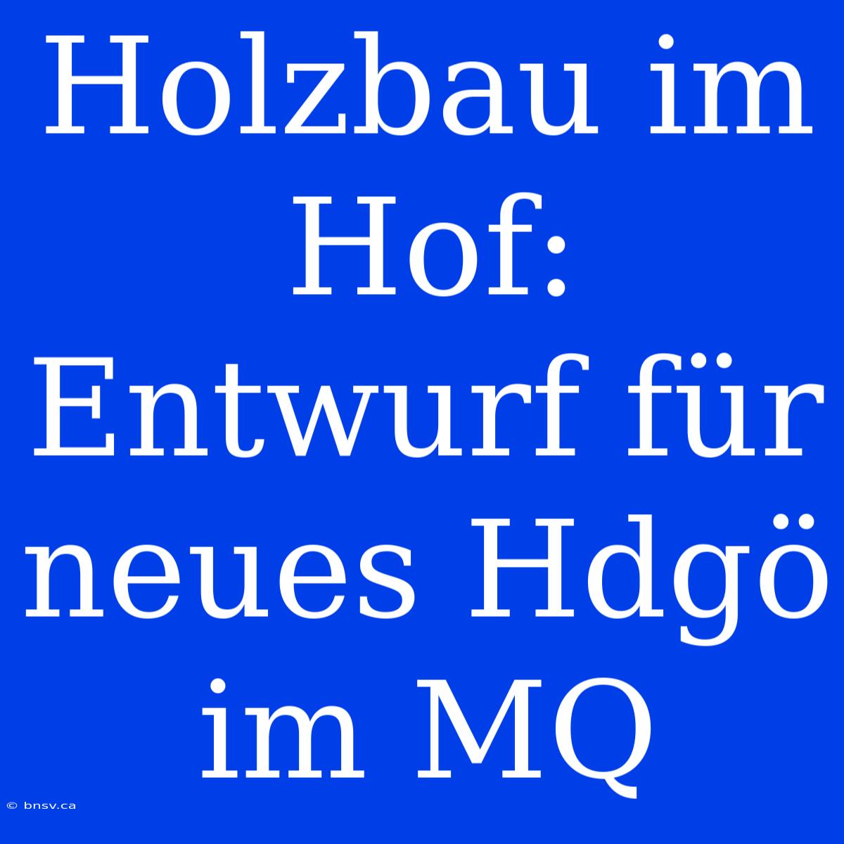 Holzbau Im Hof: Entwurf Für Neues Hdgö Im MQ