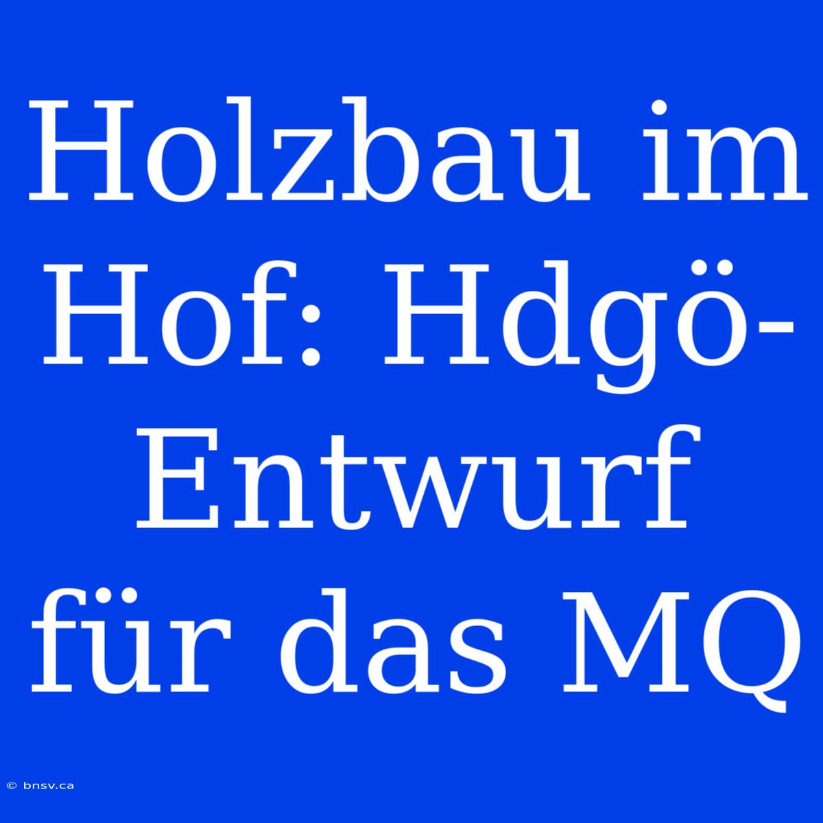 Holzbau Im Hof: Hdgö-Entwurf Für Das MQ