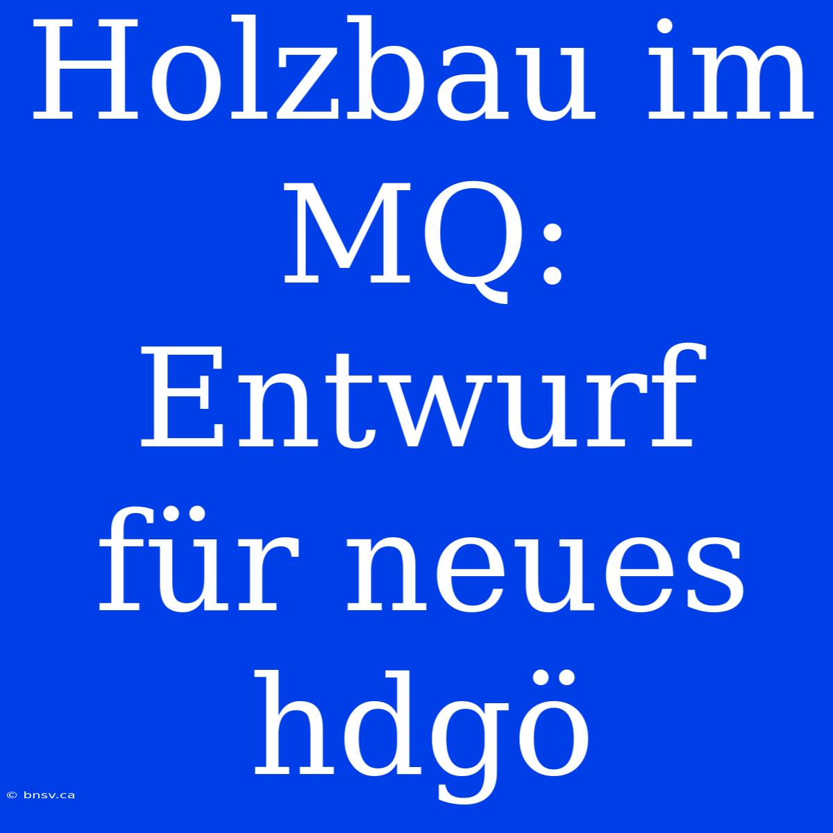 Holzbau Im MQ: Entwurf Für Neues Hdgö