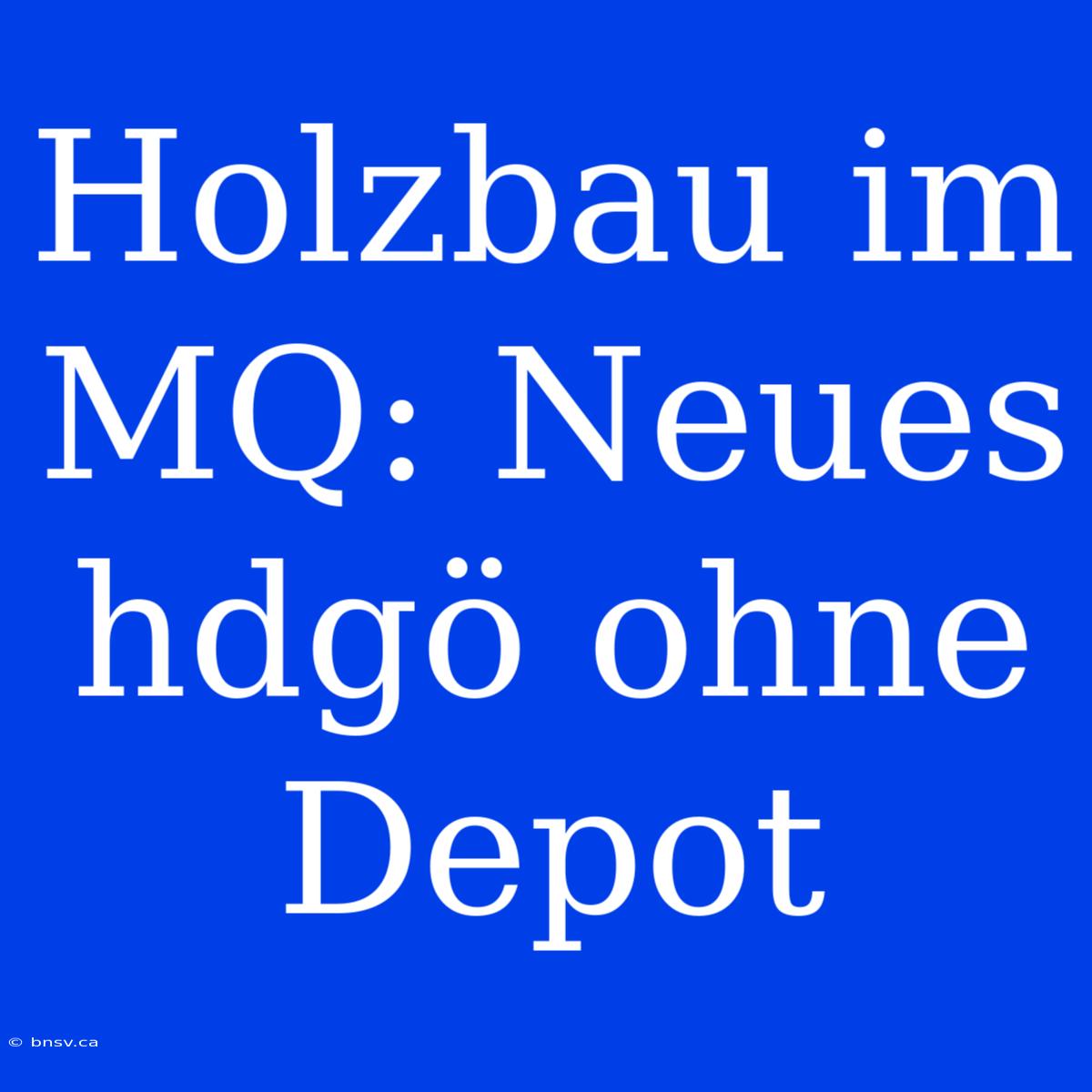 Holzbau Im MQ: Neues Hdgö Ohne Depot