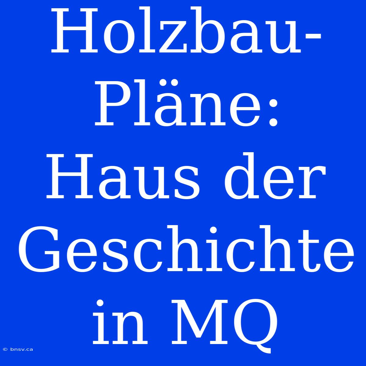 Holzbau-Pläne: Haus Der Geschichte In MQ