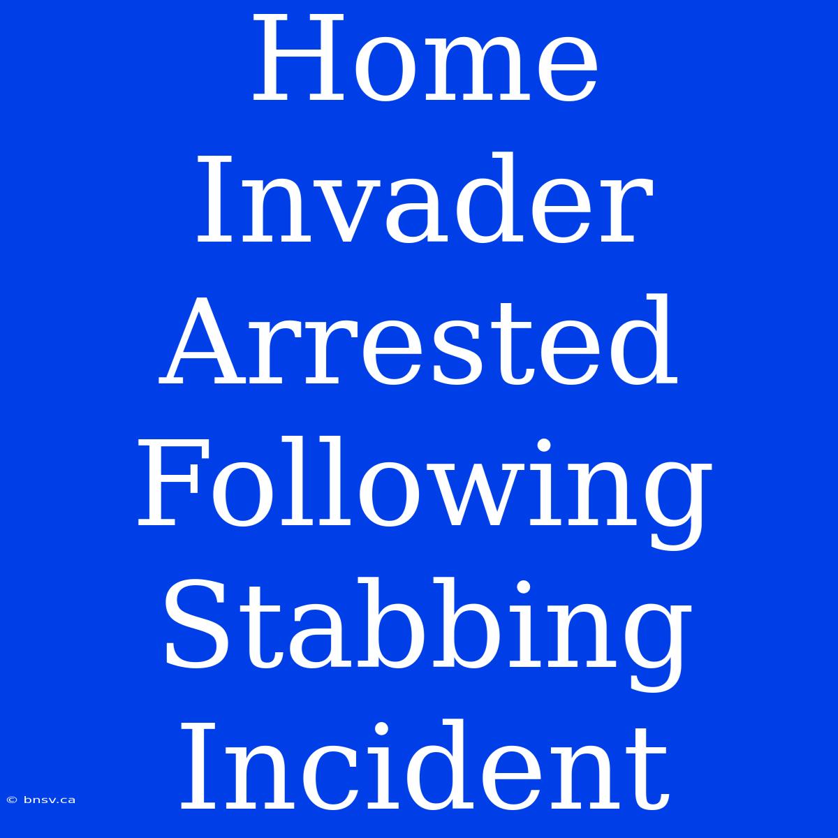 Home Invader Arrested Following Stabbing Incident