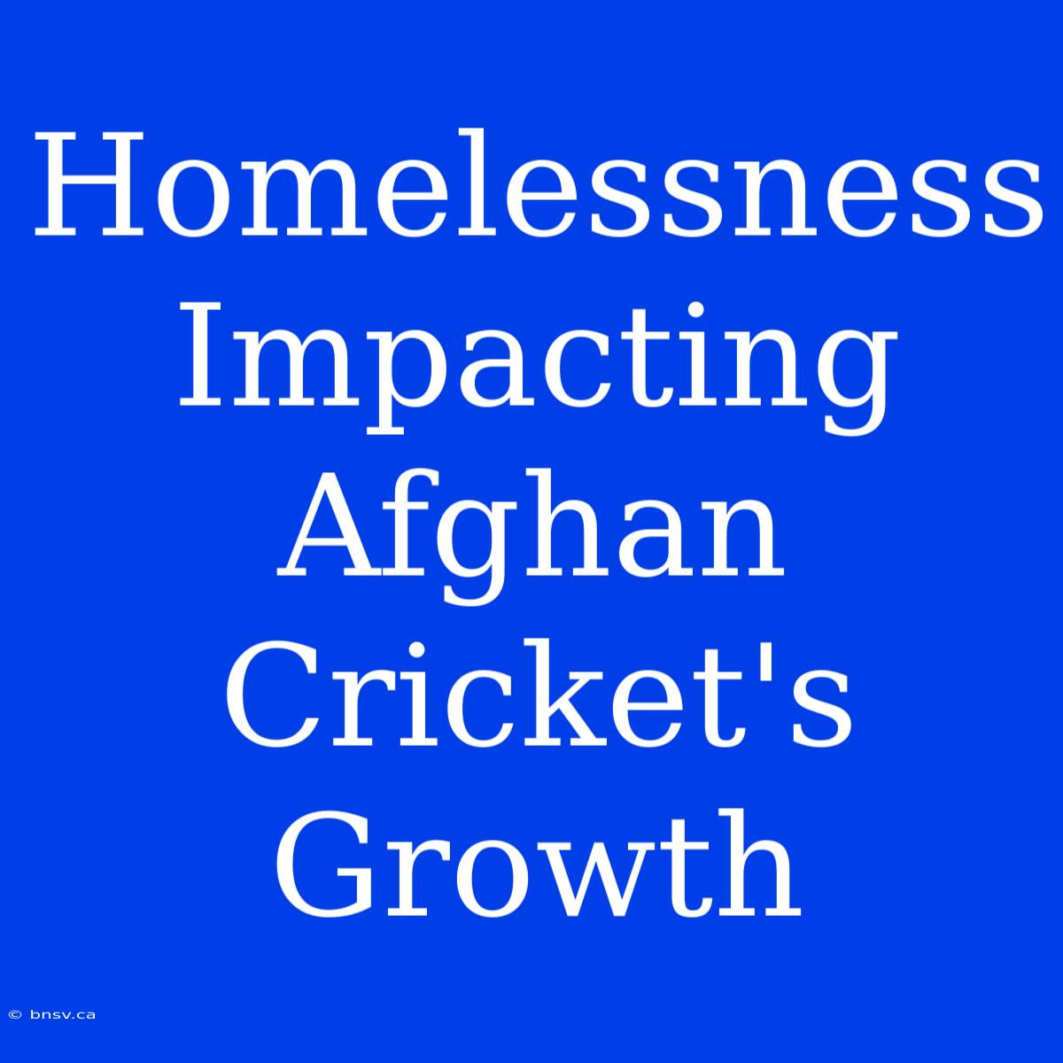 Homelessness Impacting Afghan Cricket's Growth