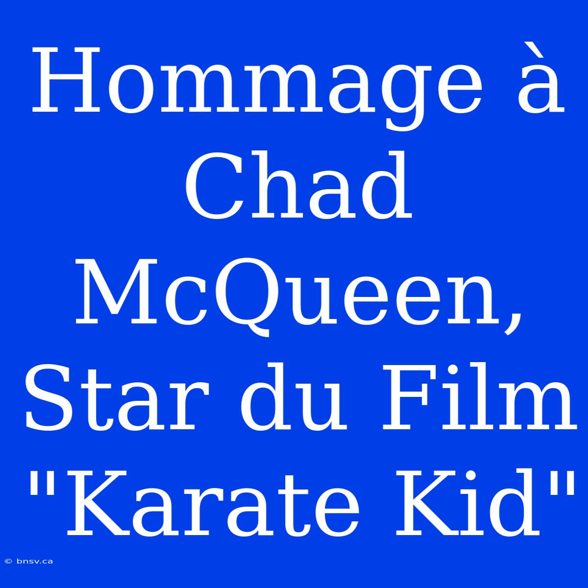 Hommage À Chad McQueen, Star Du Film 