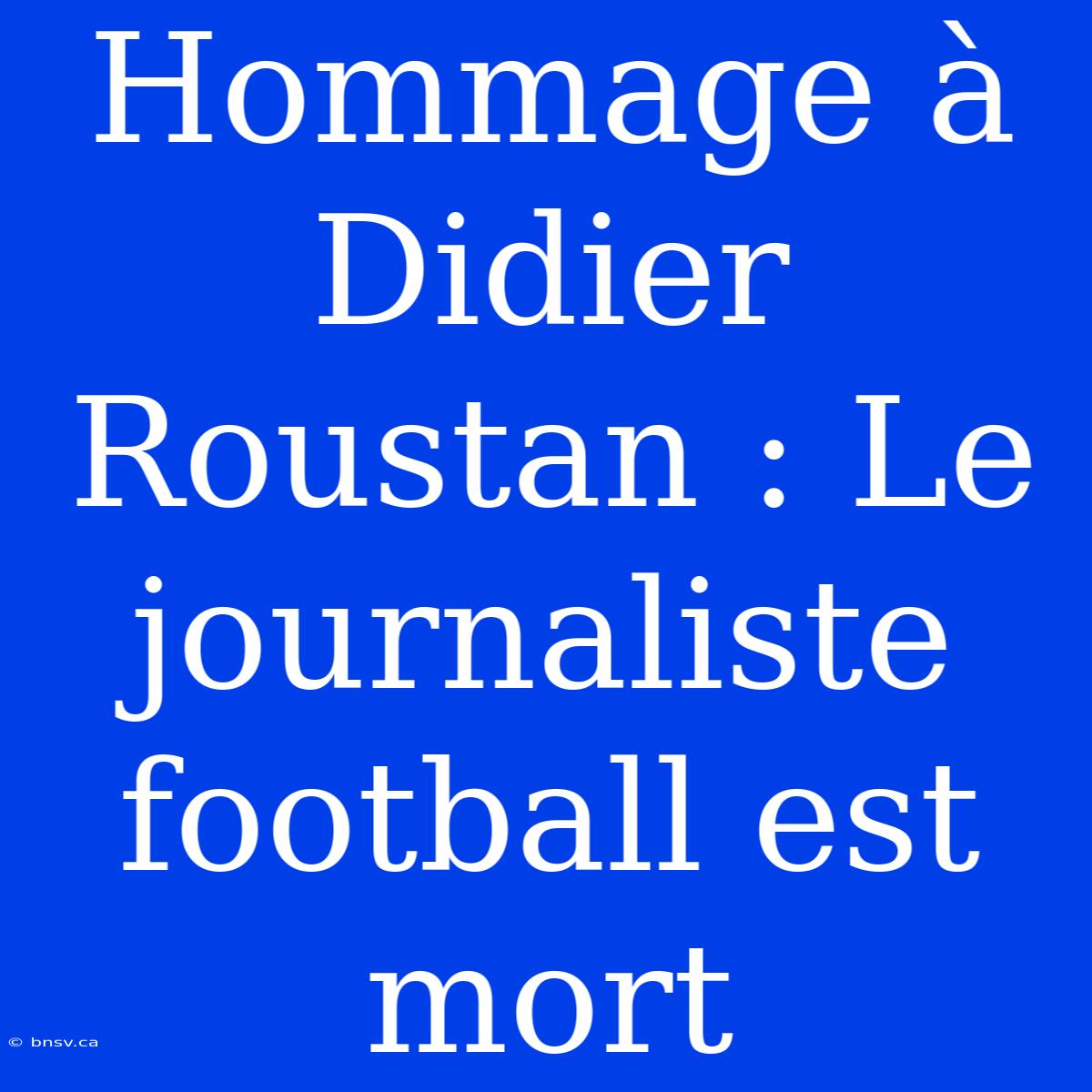 Hommage À Didier Roustan : Le Journaliste Football Est Mort