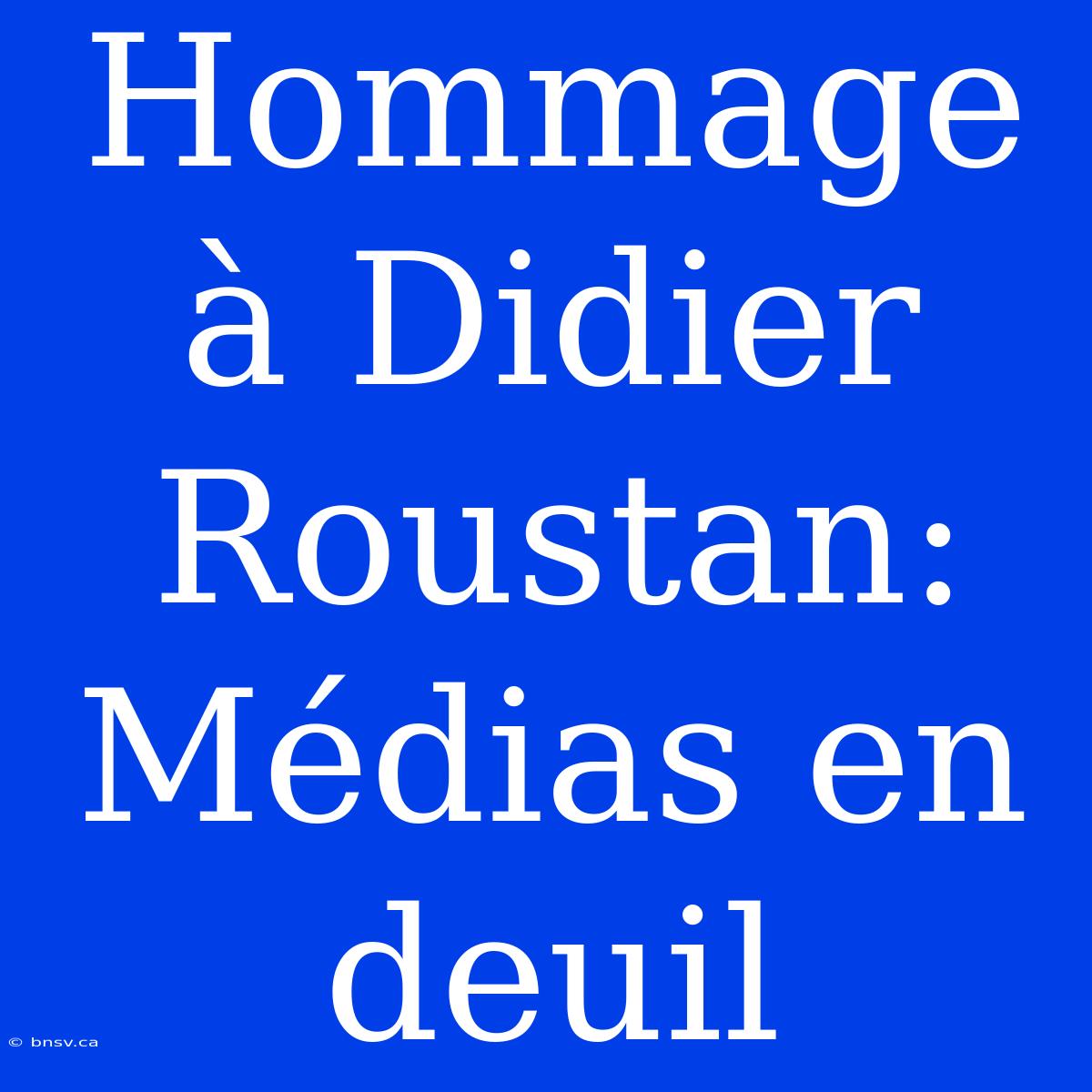 Hommage À Didier Roustan: Médias En Deuil