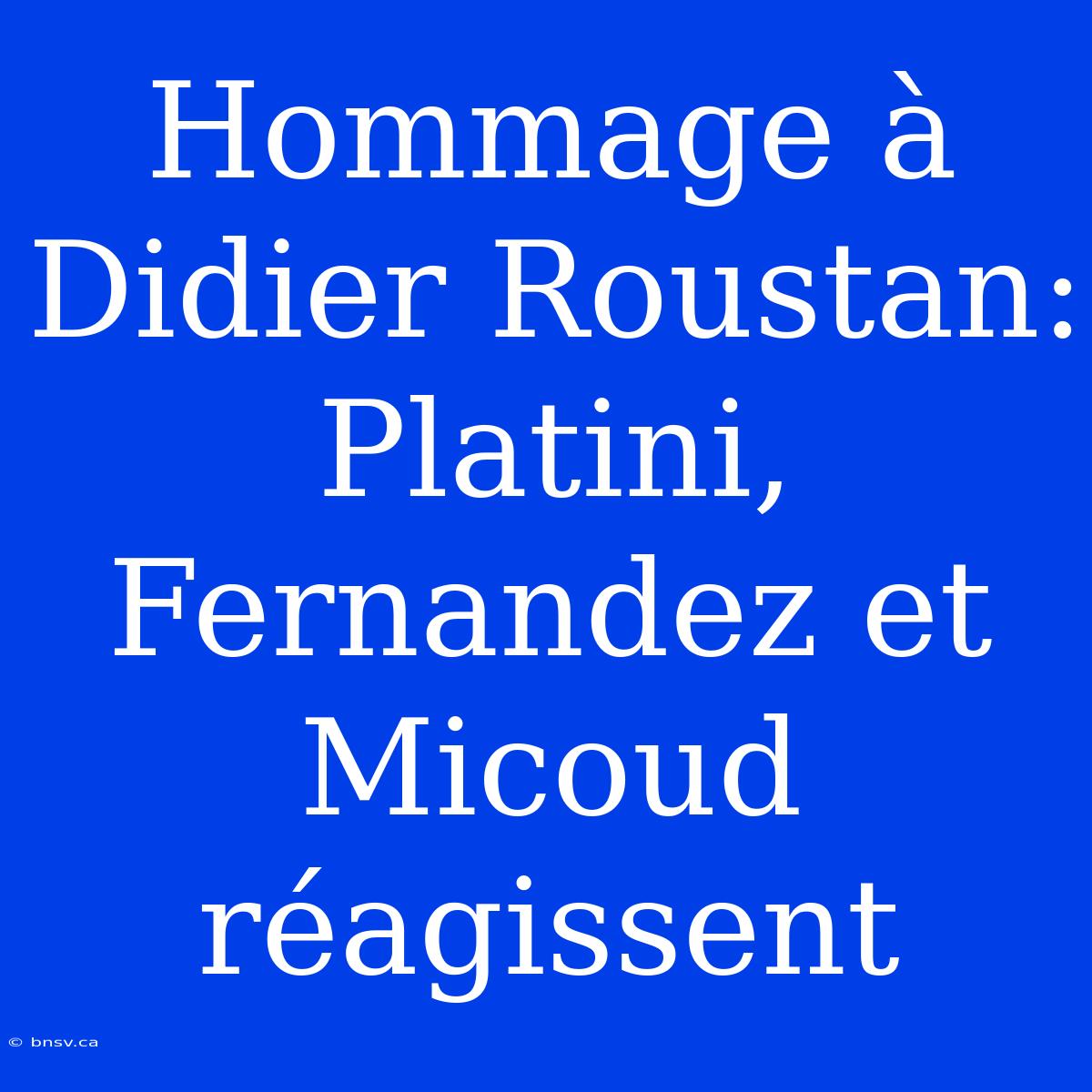 Hommage À Didier Roustan: Platini, Fernandez Et Micoud Réagissent