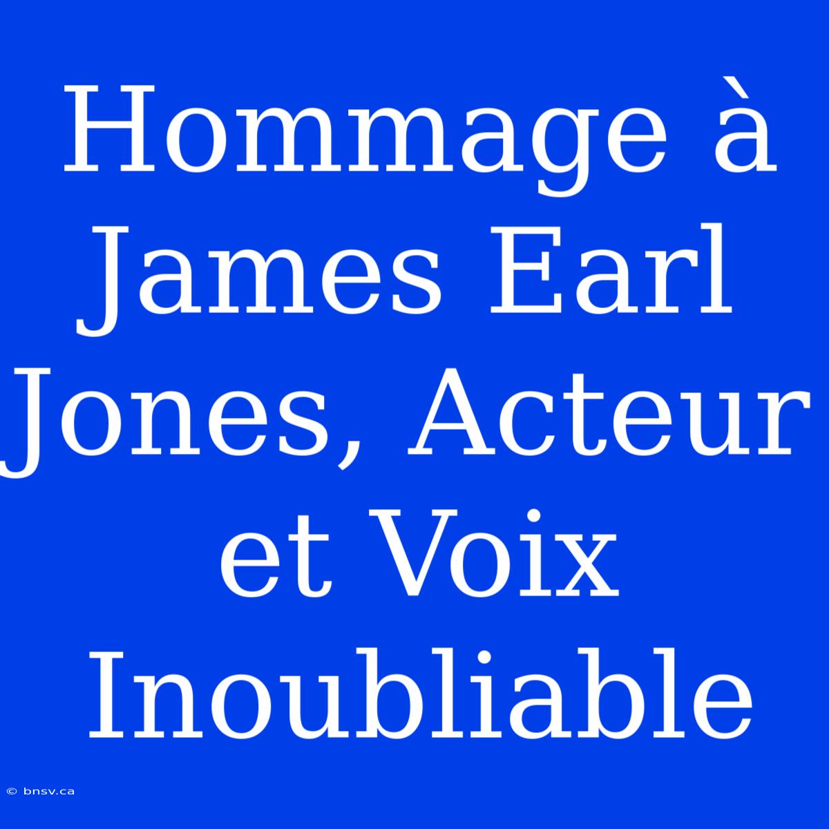 Hommage À James Earl Jones, Acteur Et Voix Inoubliable