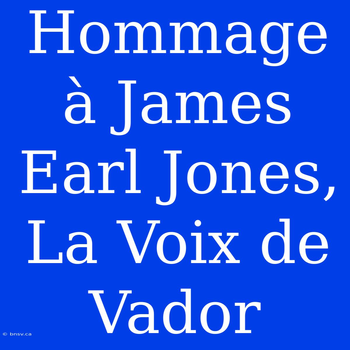 Hommage À James Earl Jones, La Voix De Vador