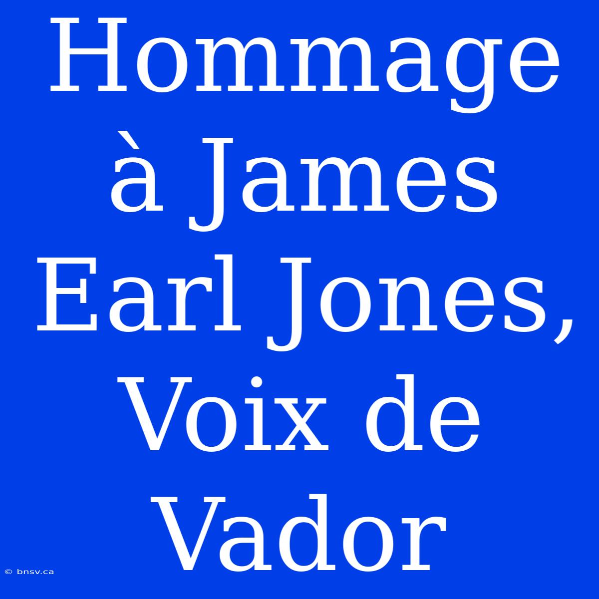 Hommage À James Earl Jones, Voix De Vador