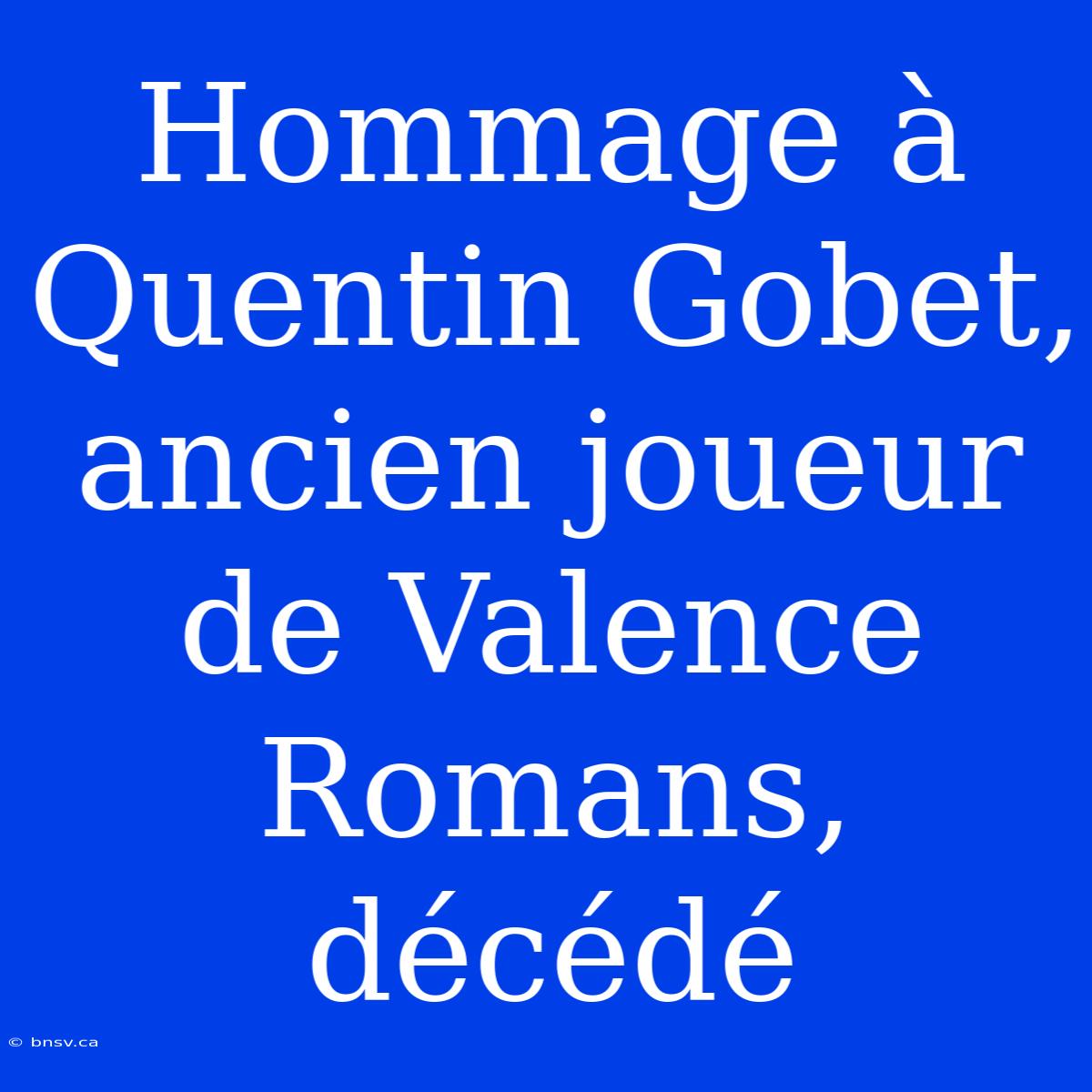 Hommage À Quentin Gobet, Ancien Joueur De Valence Romans, Décédé