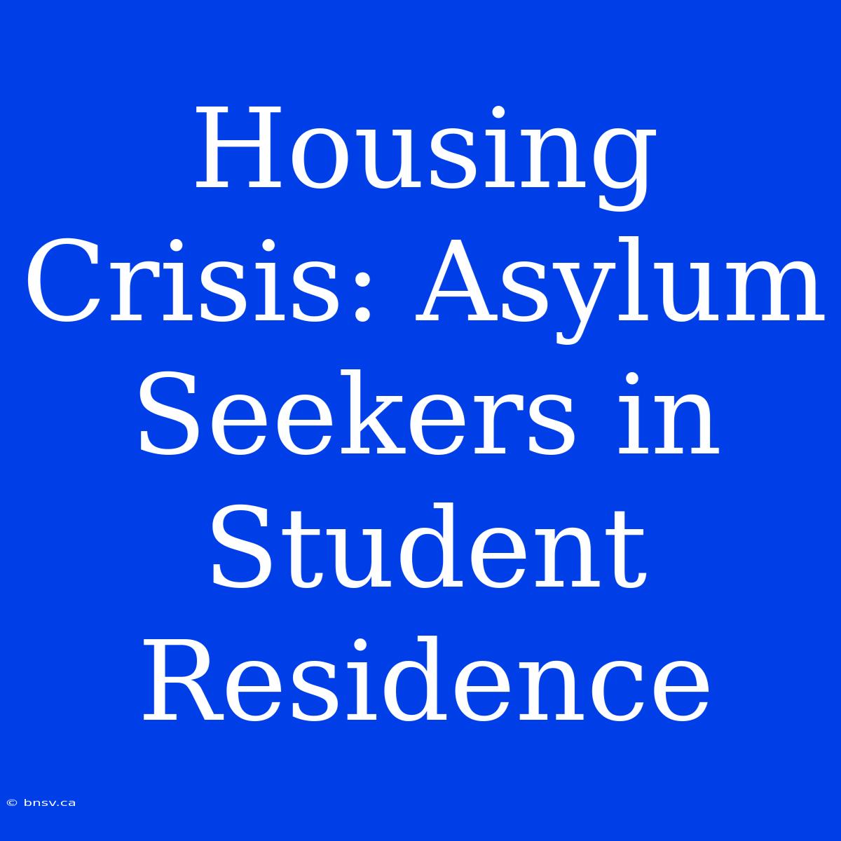 Housing Crisis: Asylum Seekers In Student Residence