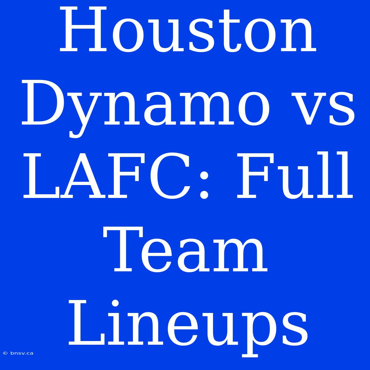 Houston Dynamo Vs LAFC: Full Team Lineups