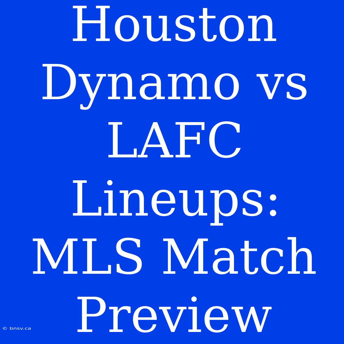 Houston Dynamo Vs LAFC Lineups: MLS Match Preview