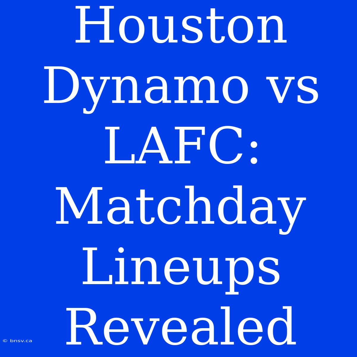 Houston Dynamo Vs LAFC: Matchday Lineups Revealed