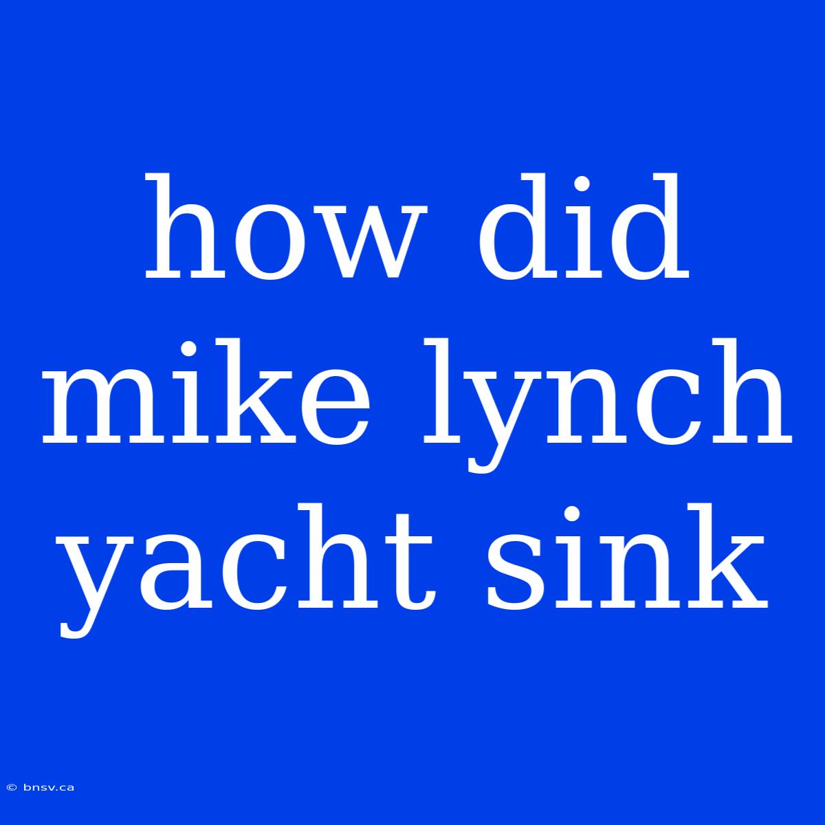 How Did Mike Lynch Yacht Sink