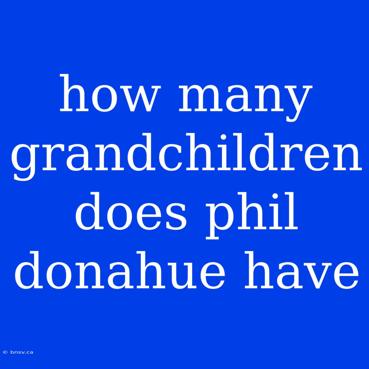 How Many Grandchildren Does Phil Donahue Have