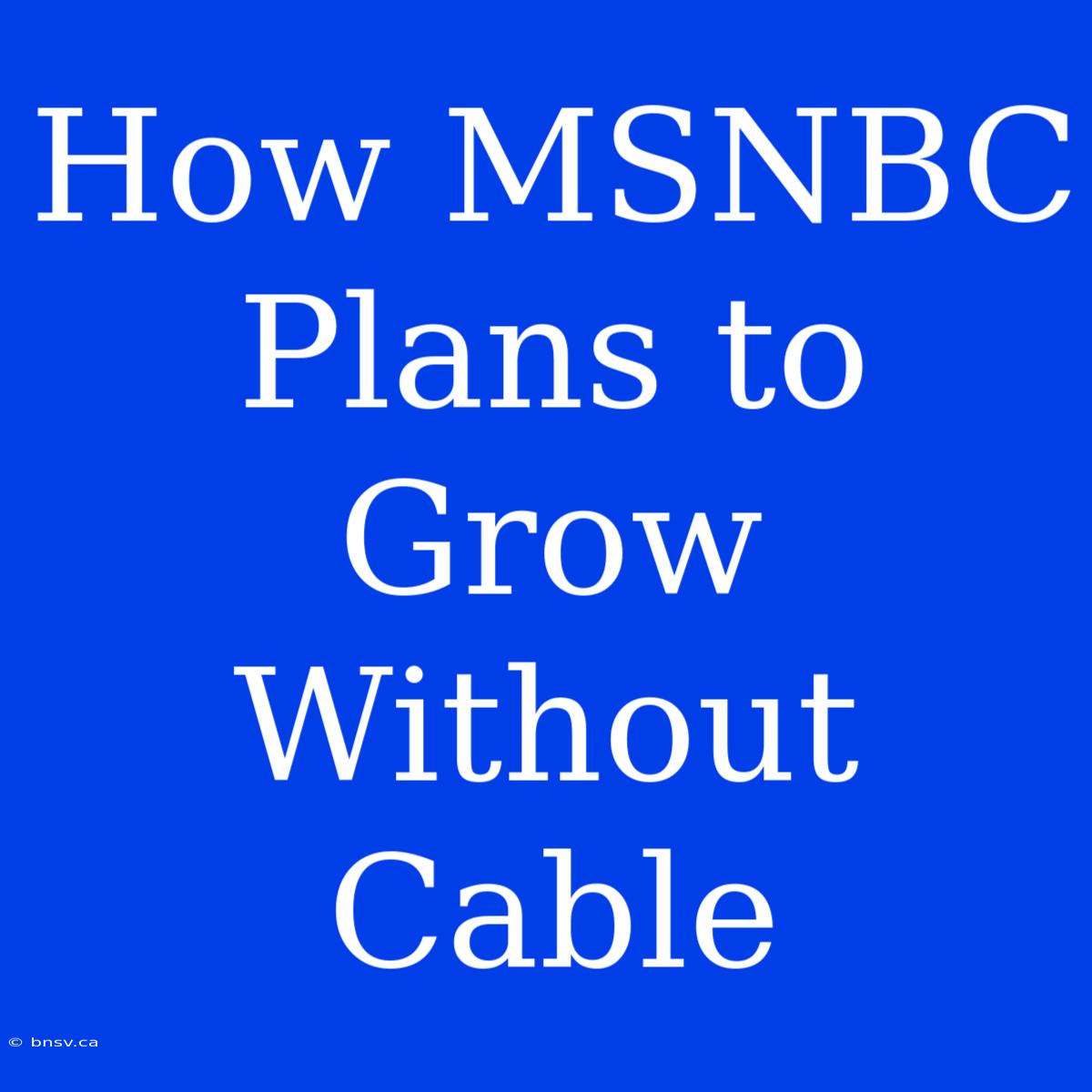 How MSNBC Plans To Grow Without Cable