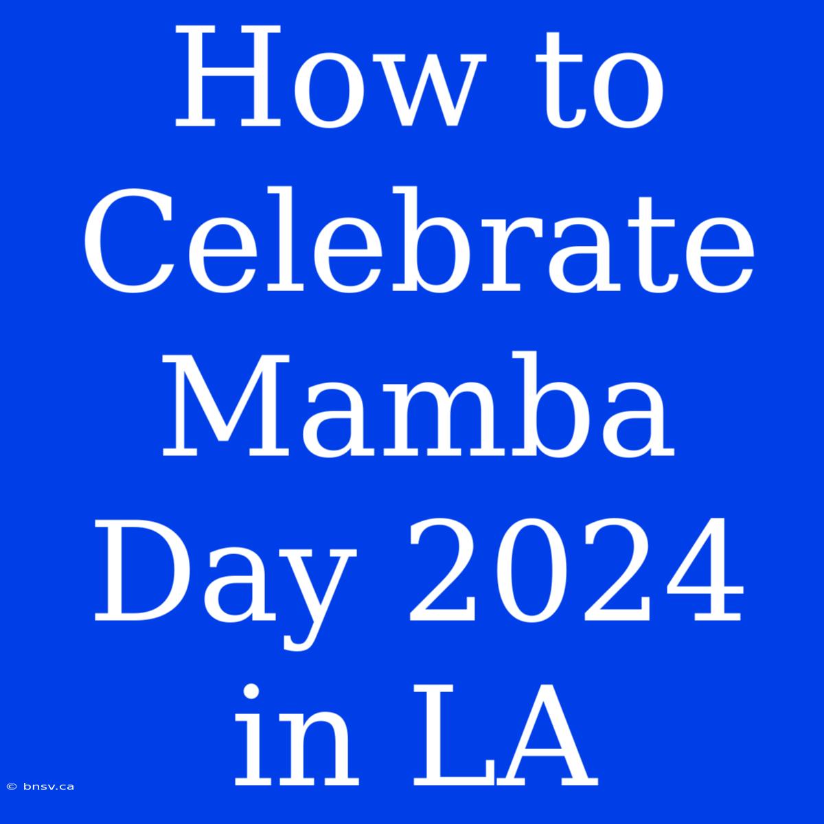 How To Celebrate Mamba Day 2024 In LA