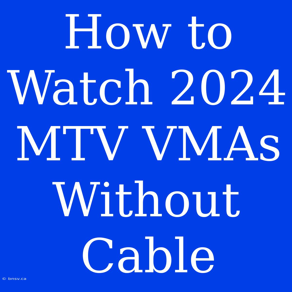 How To Watch 2024 MTV VMAs Without Cable