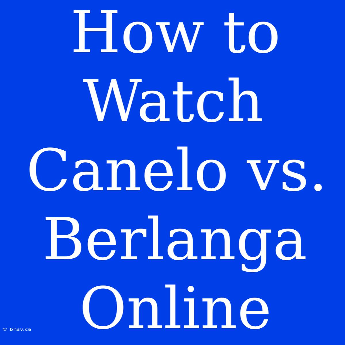 How To Watch Canelo Vs. Berlanga Online