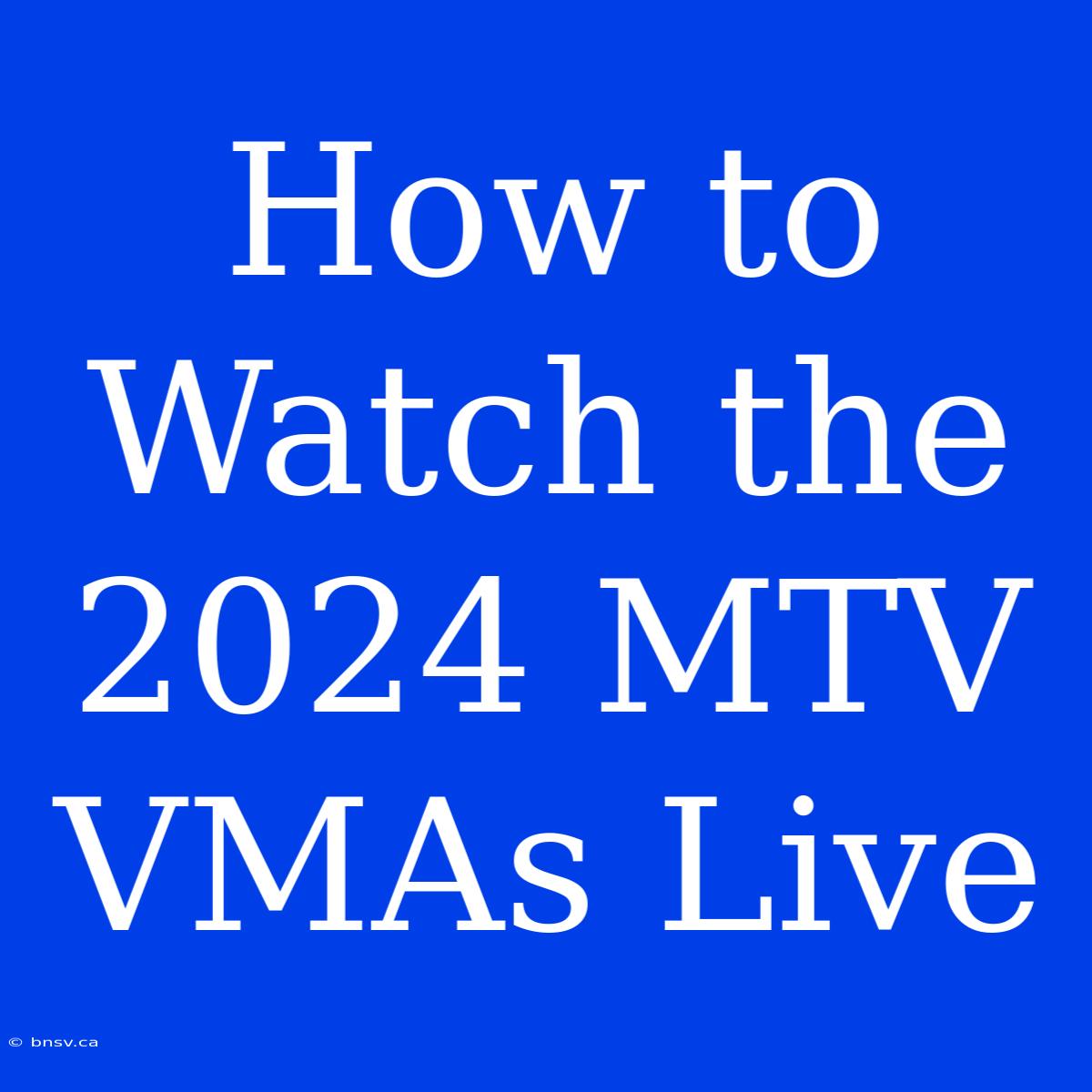 How To Watch The 2024 MTV VMAs Live