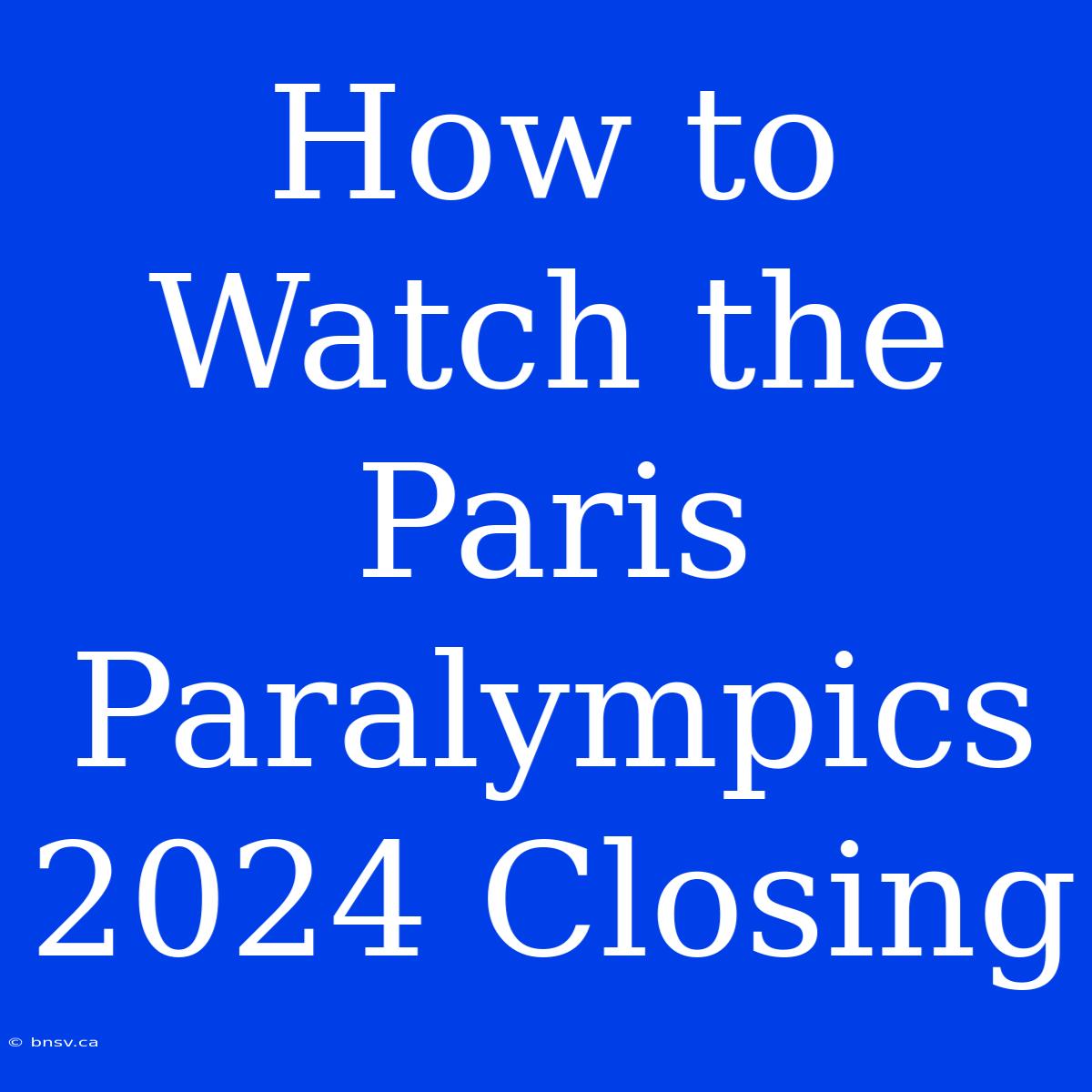 How To Watch The Paris Paralympics 2024 Closing