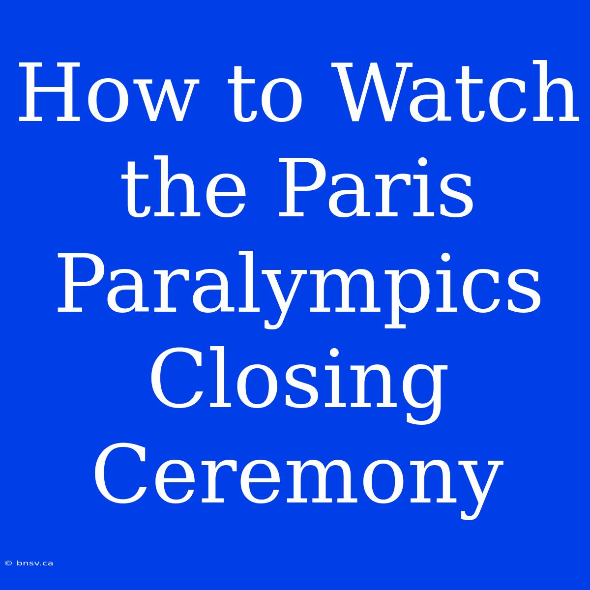 How To Watch The Paris Paralympics Closing Ceremony