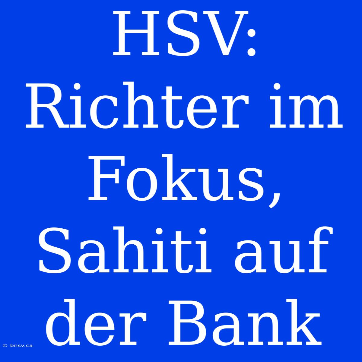 HSV: Richter Im Fokus, Sahiti Auf Der Bank