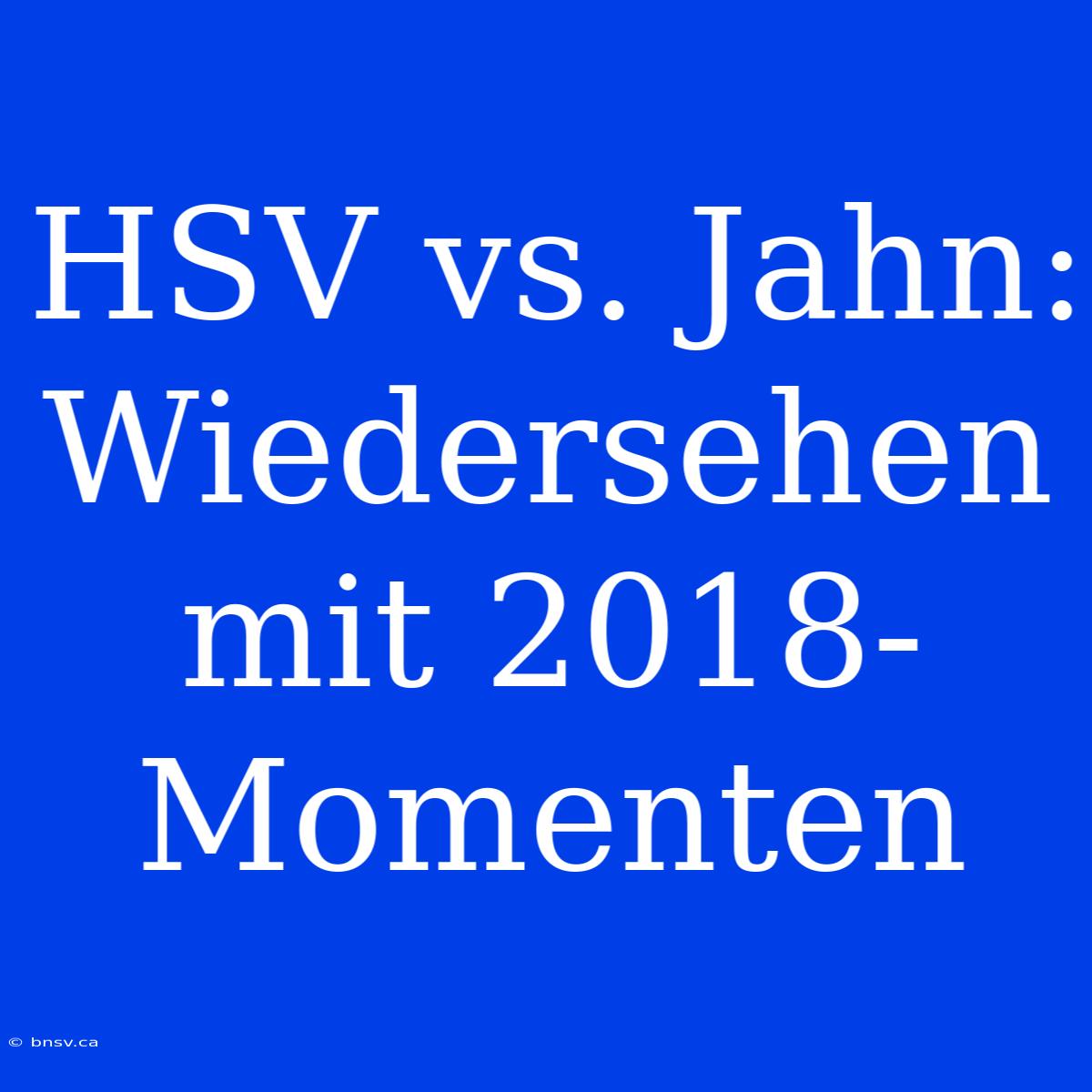 HSV Vs. Jahn: Wiedersehen Mit 2018-Momenten