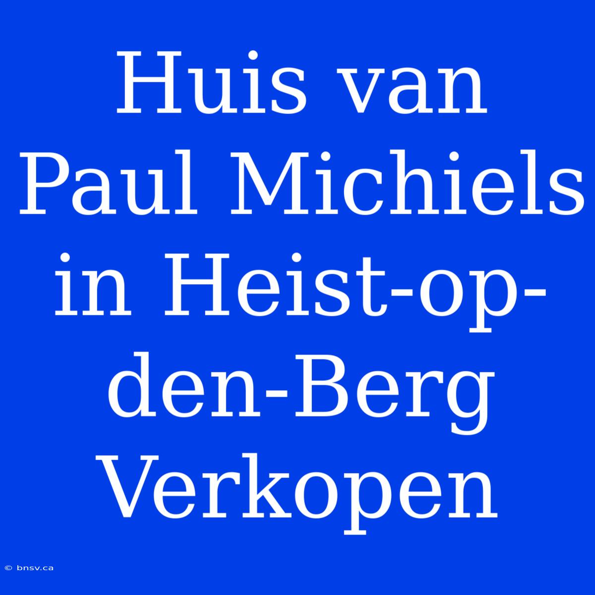 Huis Van Paul Michiels In Heist-op-den-Berg Verkopen