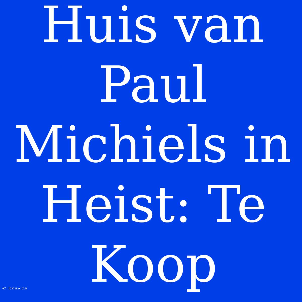 Huis Van Paul Michiels In Heist: Te Koop