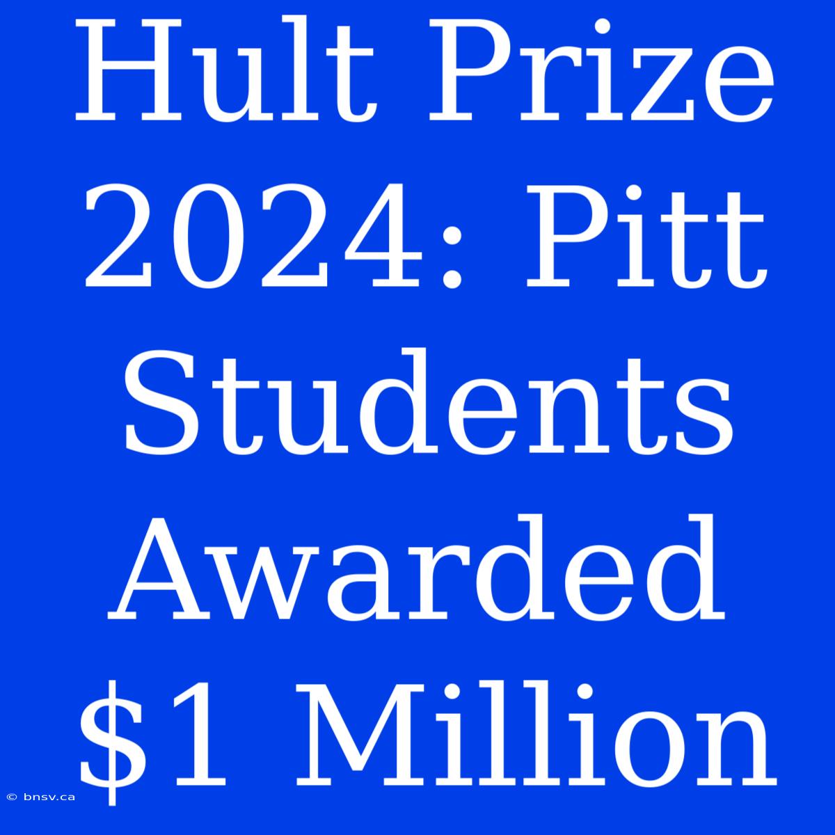 Hult Prize 2024: Pitt Students Awarded $1 Million