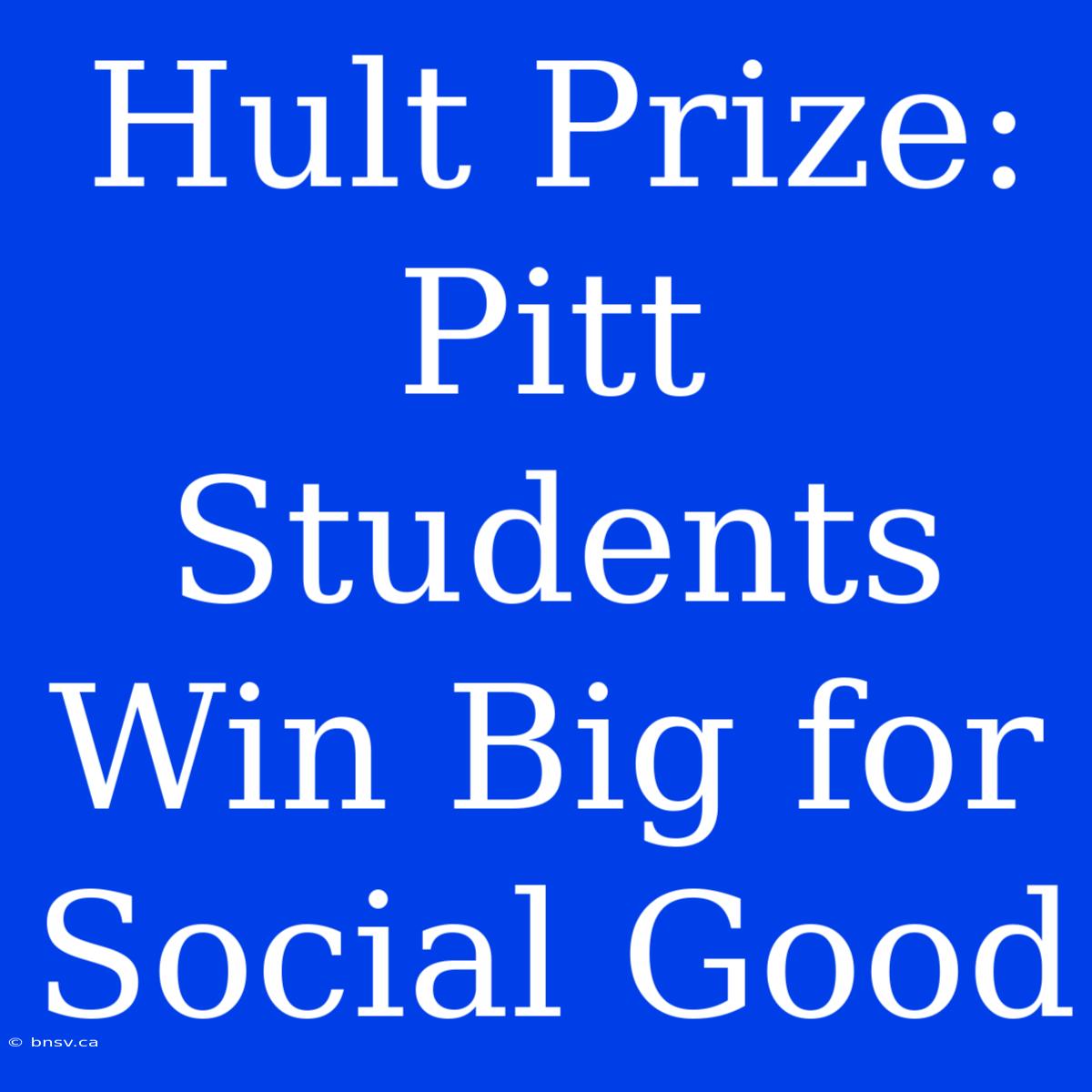 Hult Prize: Pitt Students Win Big For Social Good