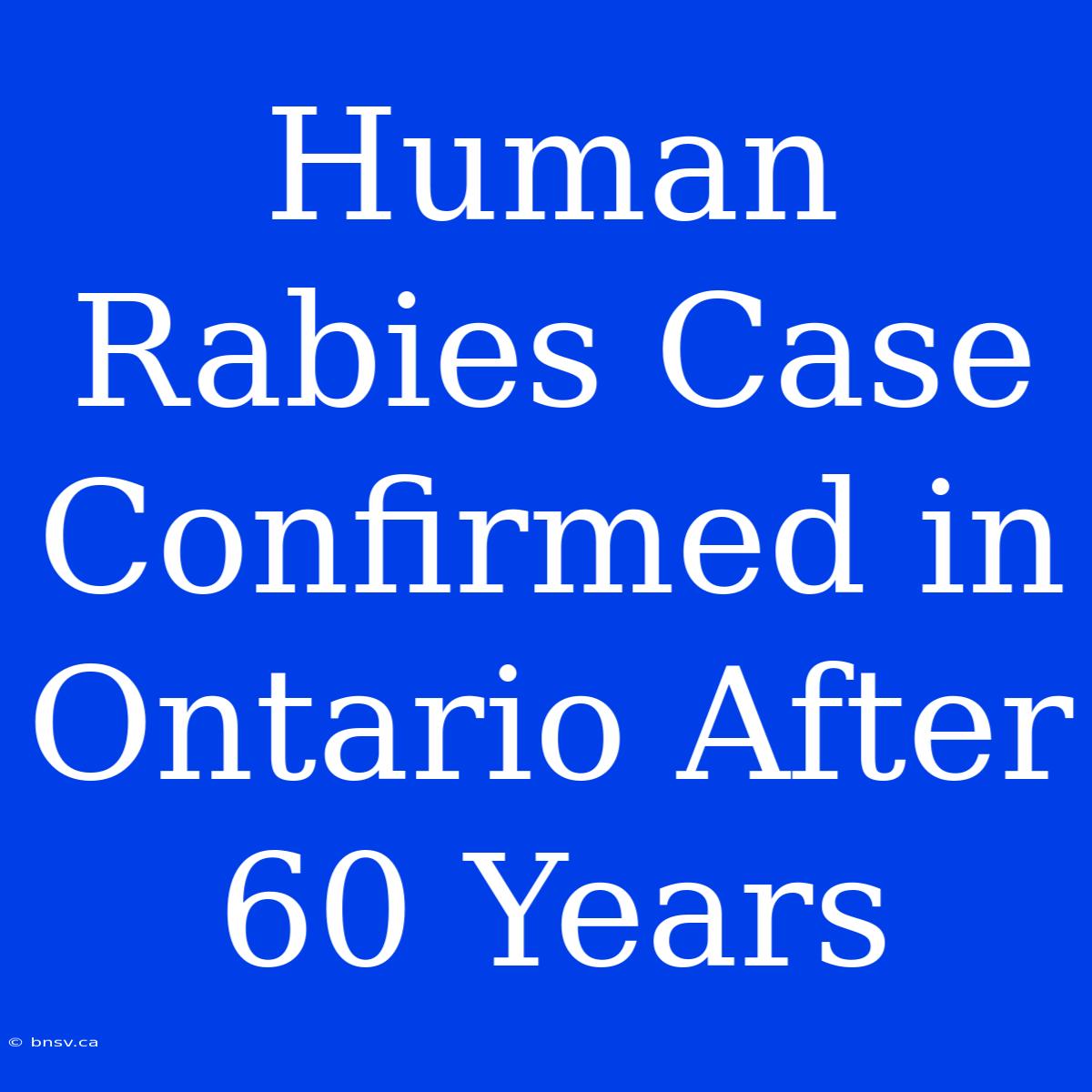 Human Rabies Case Confirmed In Ontario After 60 Years