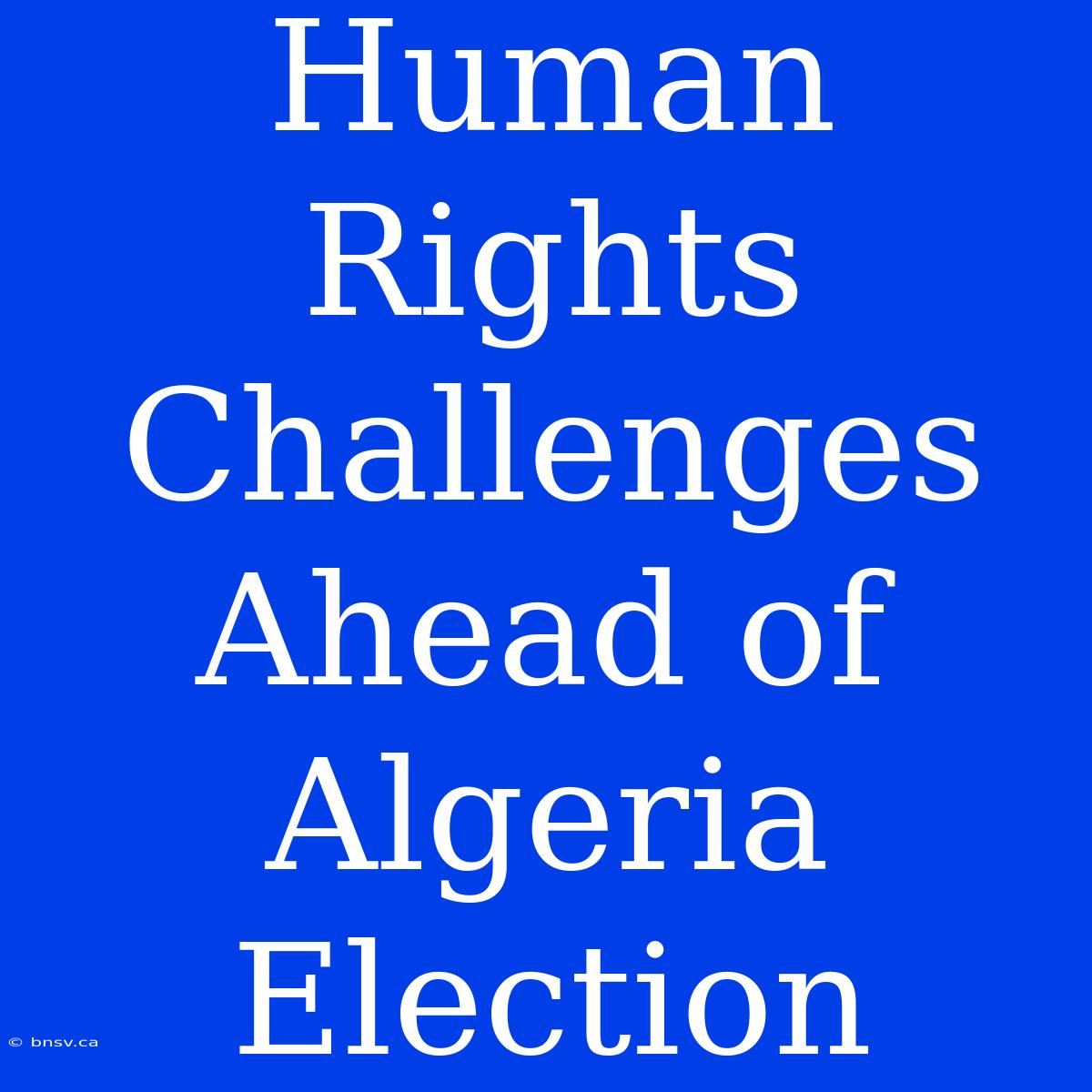 Human Rights Challenges Ahead Of Algeria Election