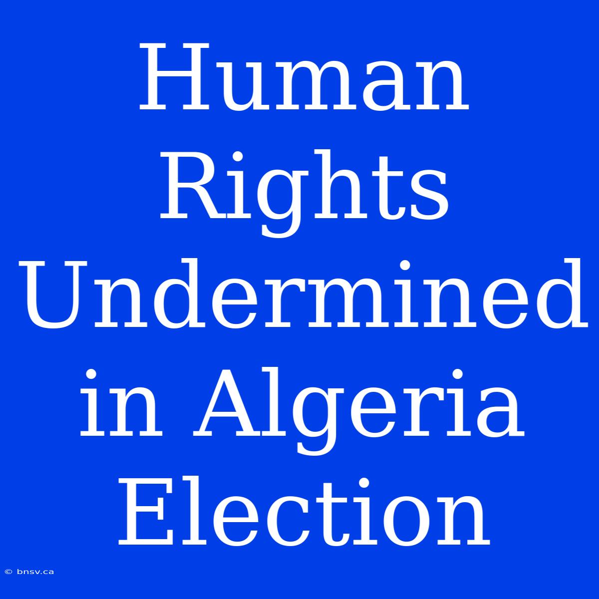 Human Rights Undermined In Algeria Election