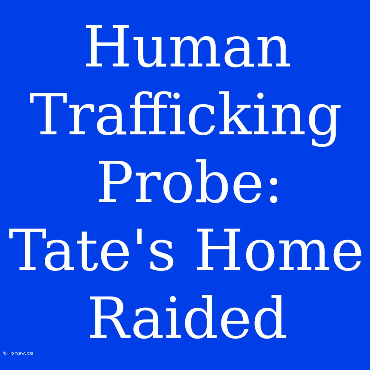 Human Trafficking Probe: Tate's Home Raided